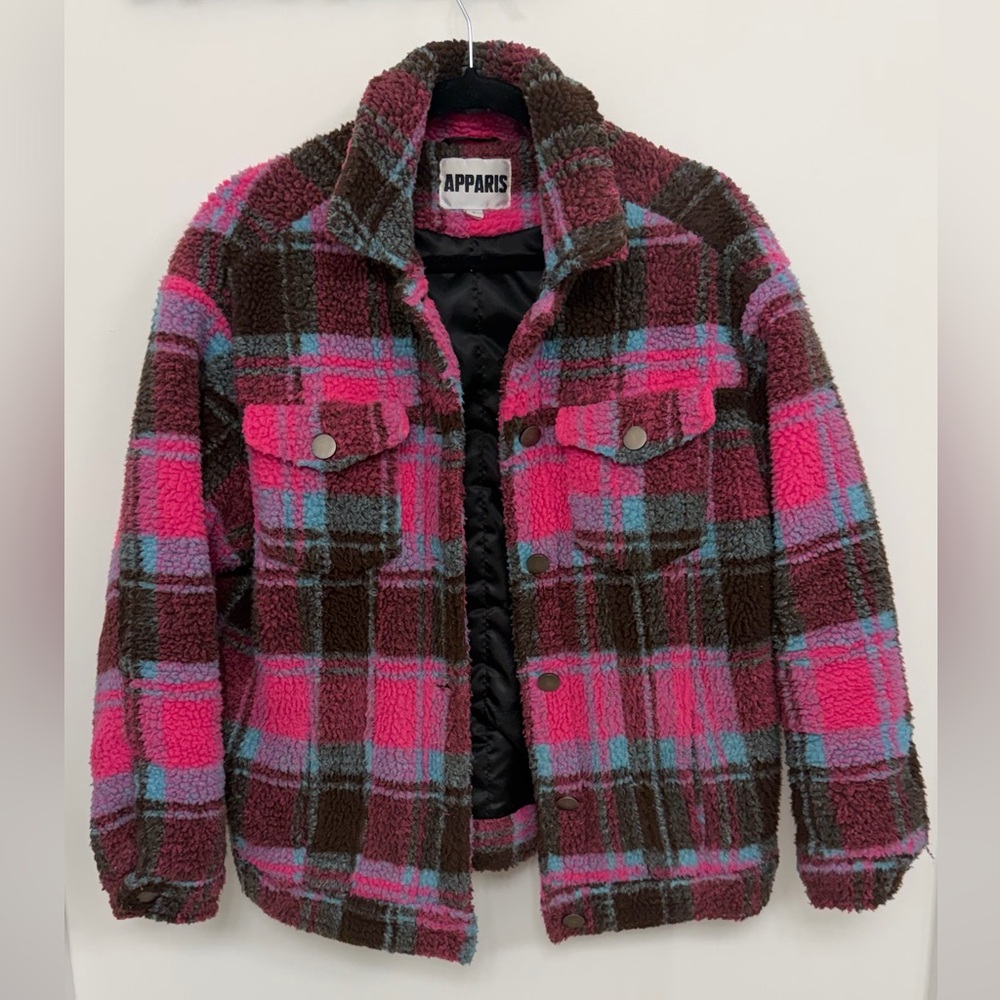 Apparis Faux Fur Kris Plaid Jacket - Size Small